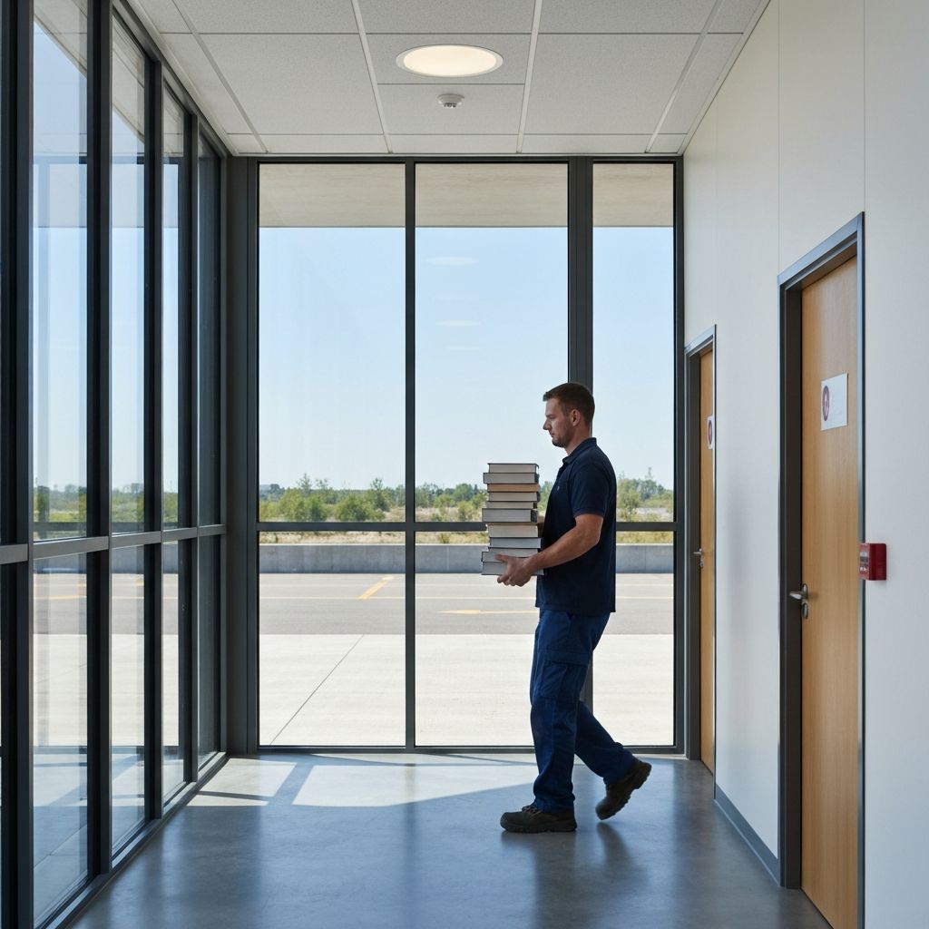 Mitarbeiter trägt Umzugskartons aus einer Schweizer Wohnung